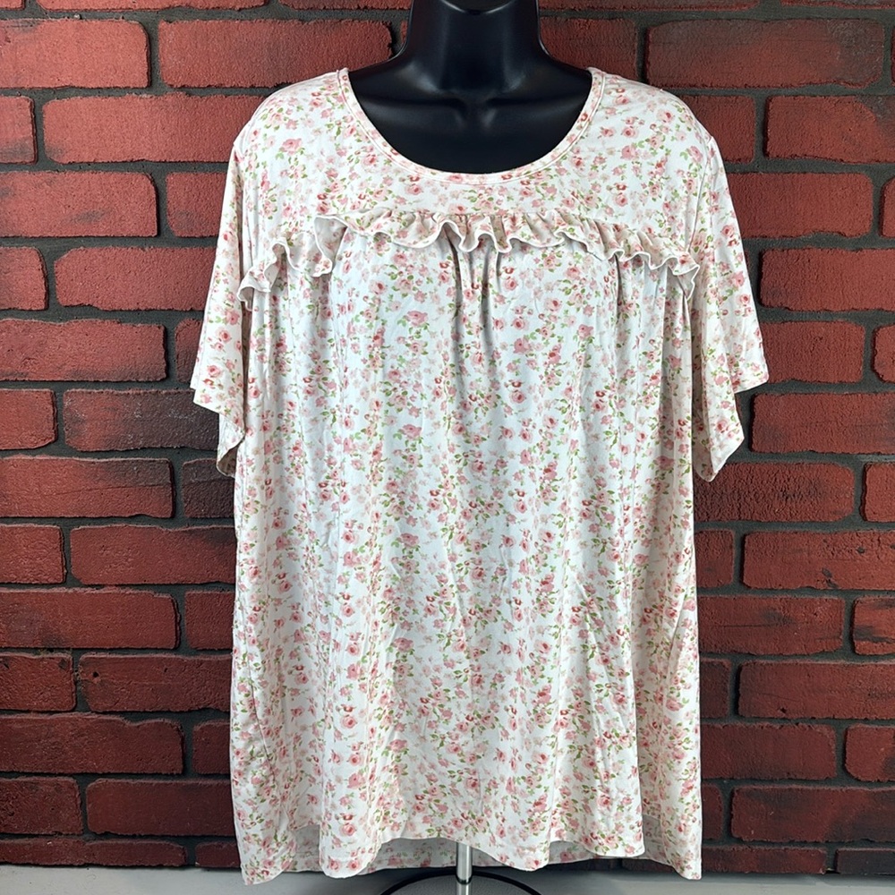 Country Door Womens 2X Floral Short Sleeve Blouse – Cottagecore,‎ Feminine